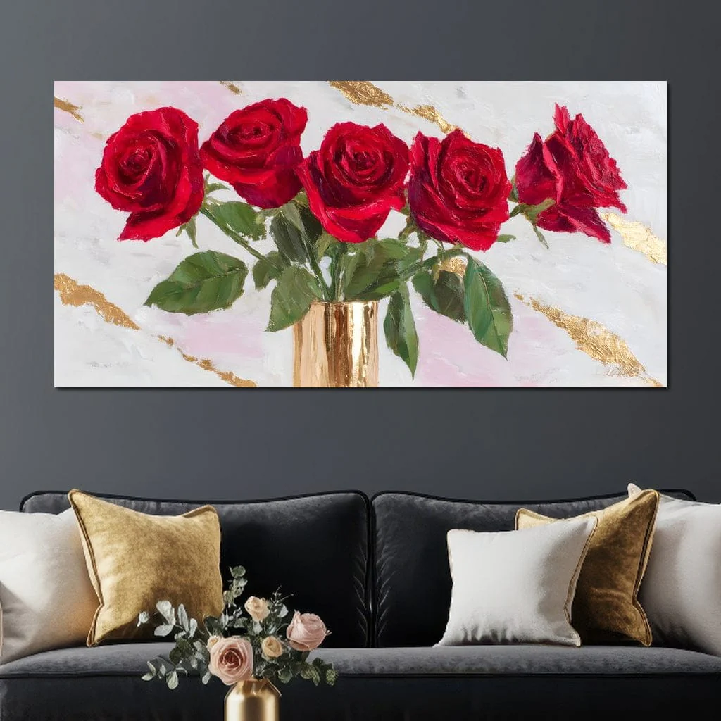 Ruby Roses Gold Leaf Bouquet - Image 8