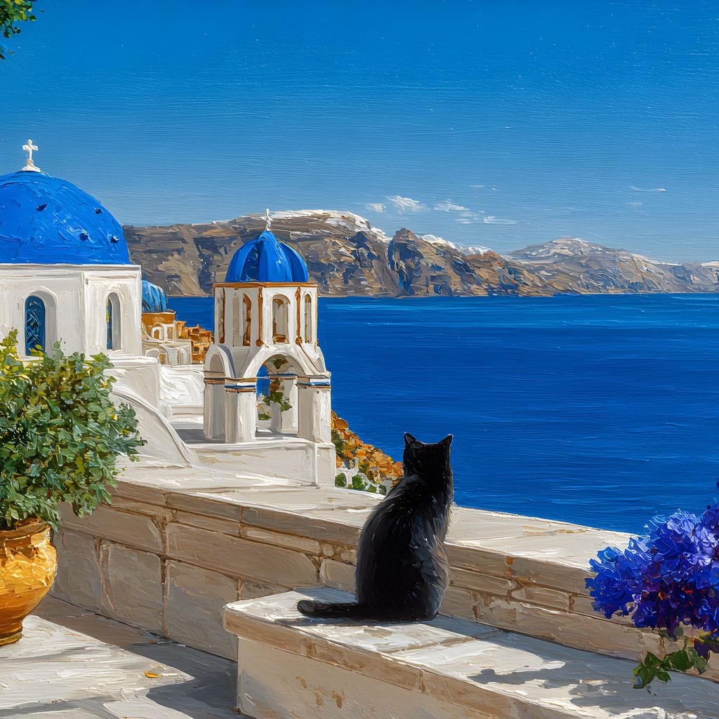 Santorini Blue Domes Cat Escape - Image 13