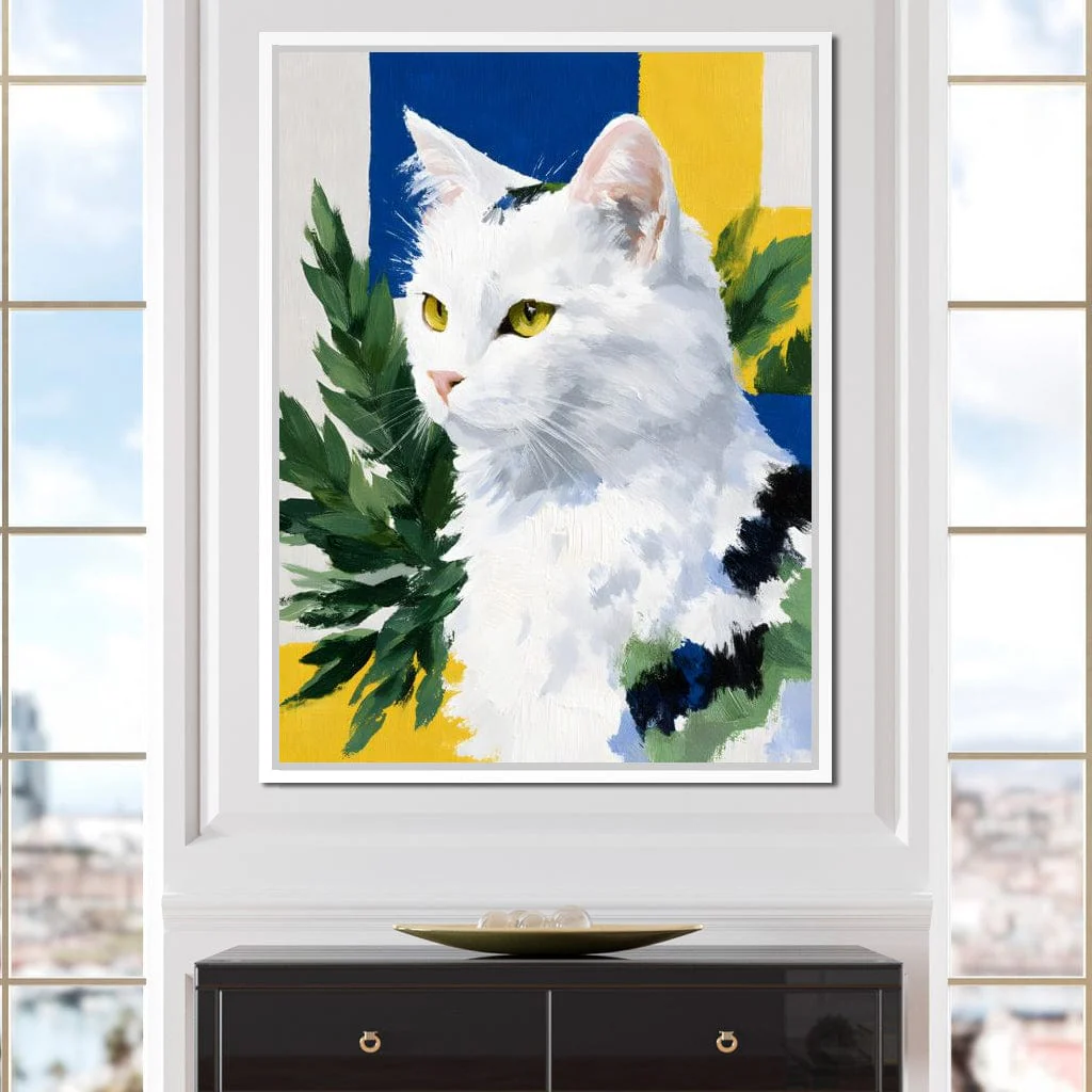 Snowy Feline Golden Eye Portrait - Image 12