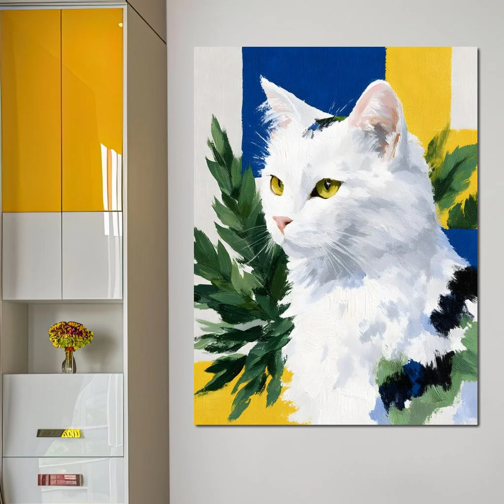 Snowy Feline Golden Eye Portrait - Image 7
