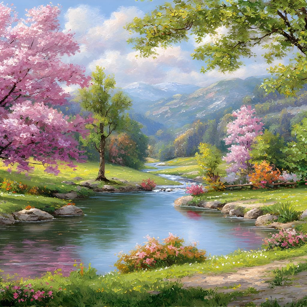 Spring Blossom Mountain Stream - Image 13