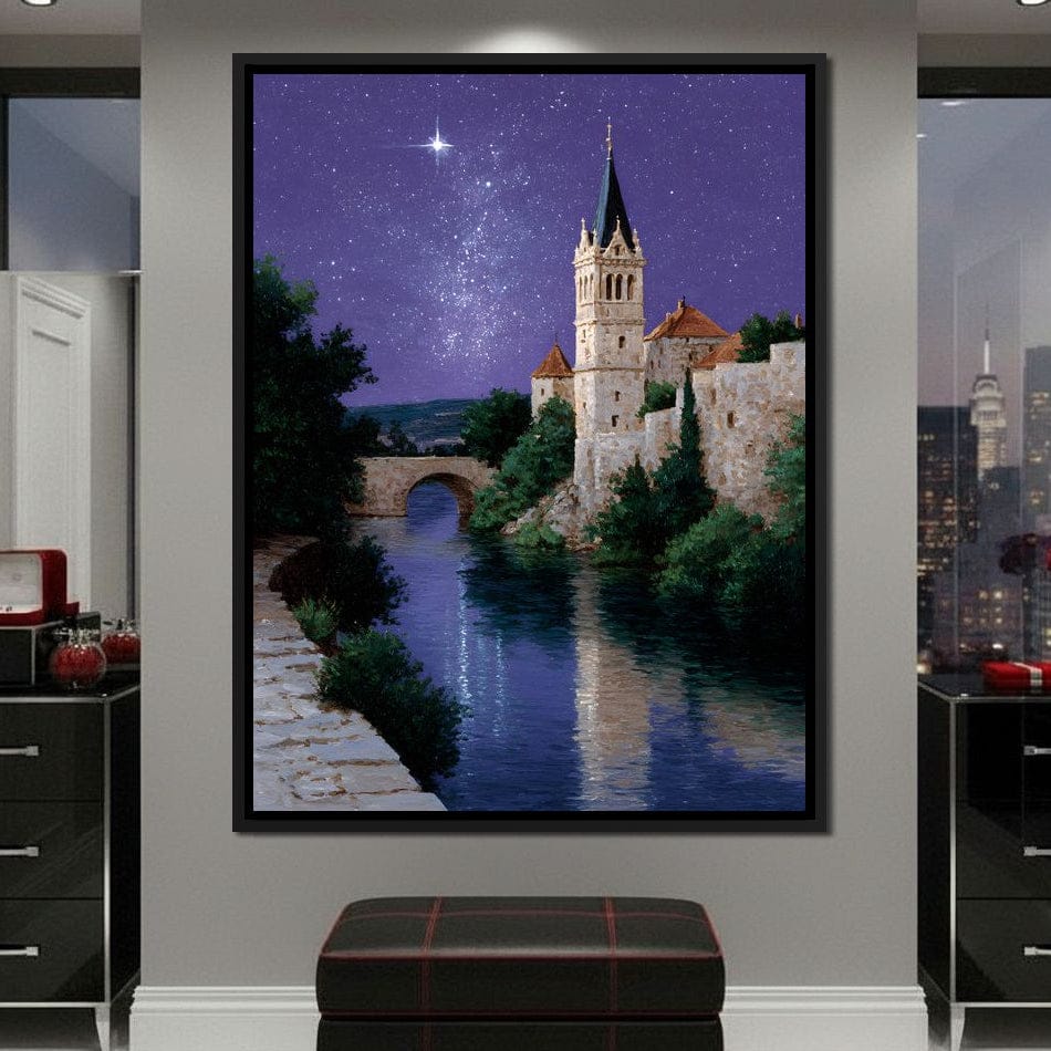 Starlit Abbey River Nightscape