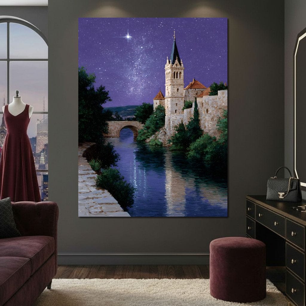 Starlit Abbey River Nightscape - Image 7