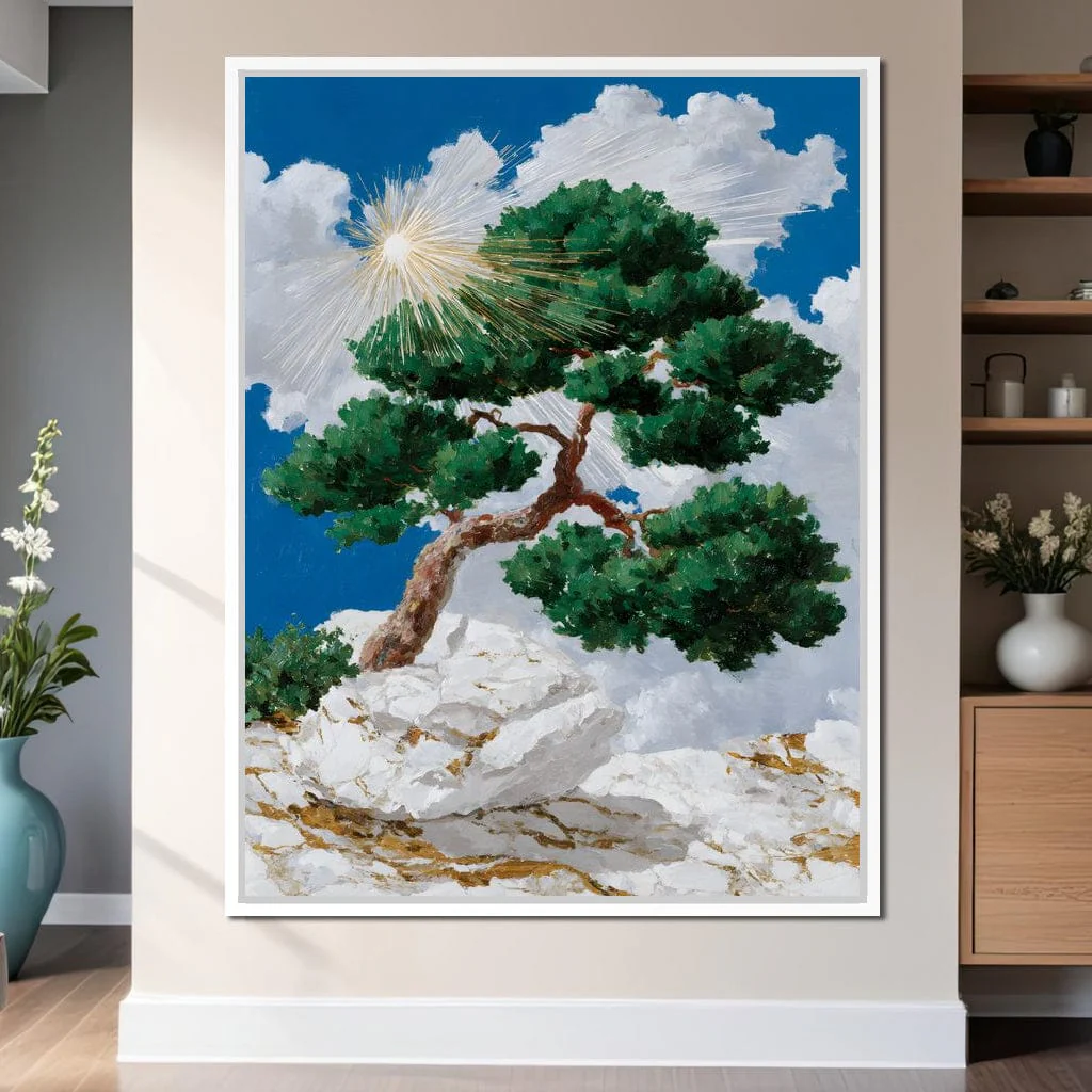 Sunlit Pine on White Cliff - Image 11