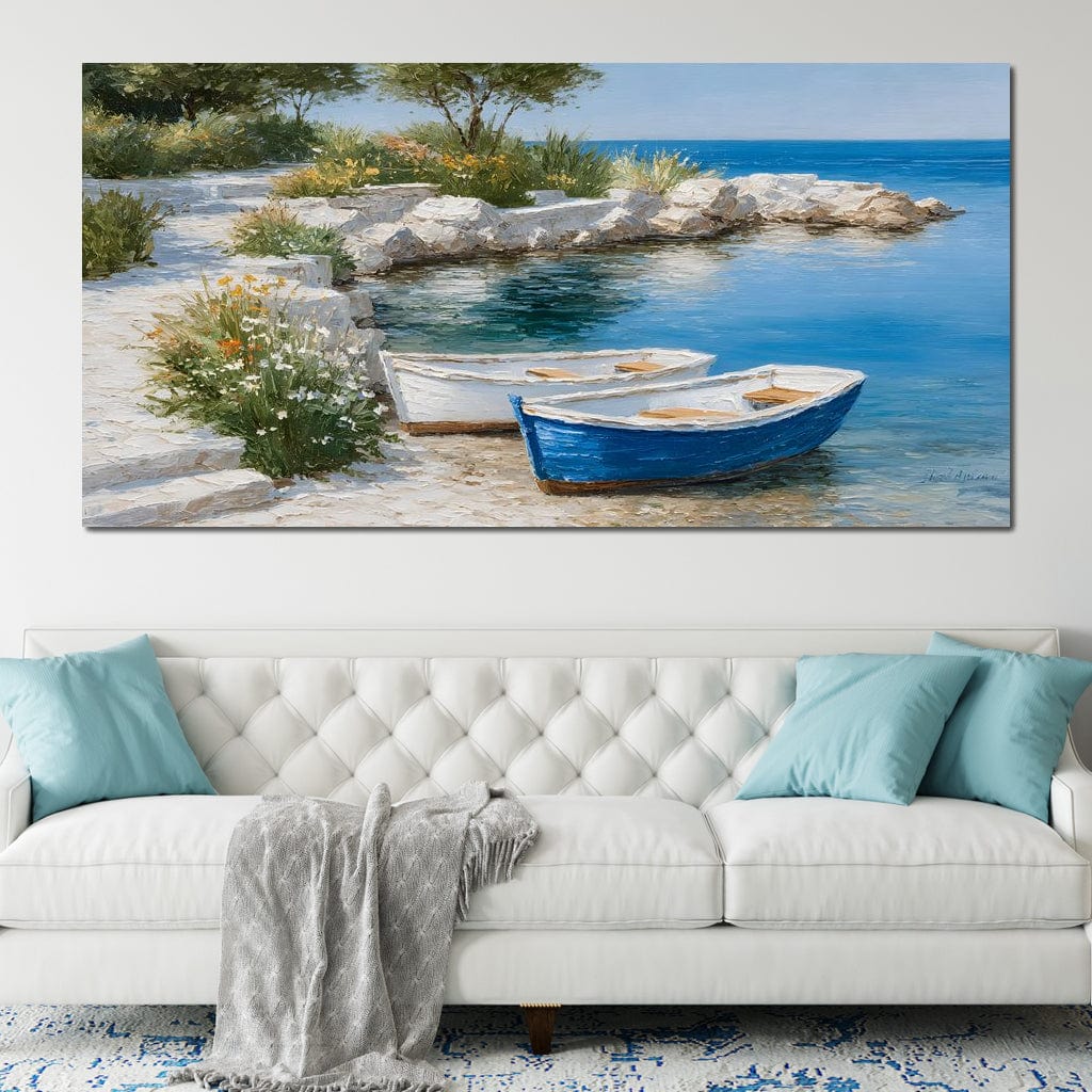 Tranquil Coastal Rowboats Escape - Image 13
