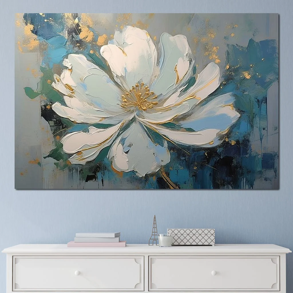 Turquoise Gold Flower in Bloom - Image 10