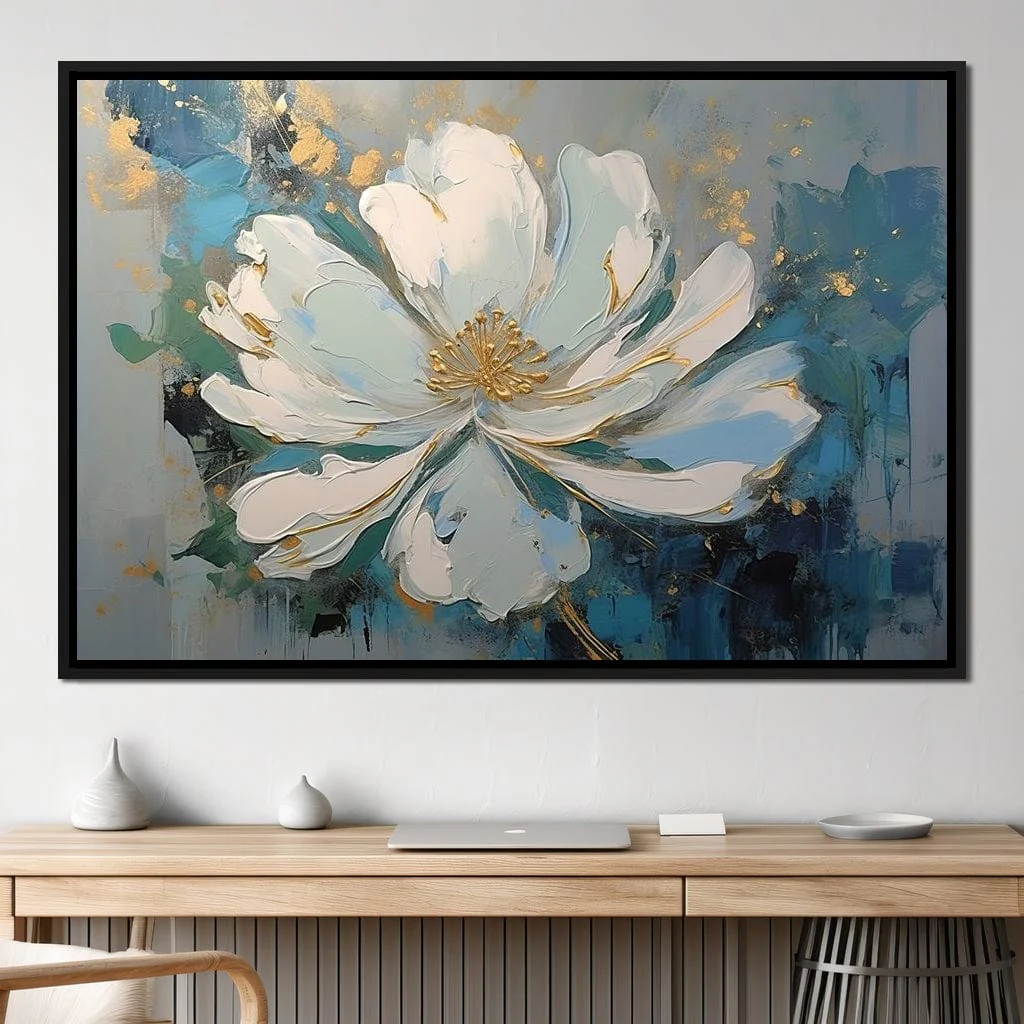 Turquoise Gold Flower in Bloom - Image 3