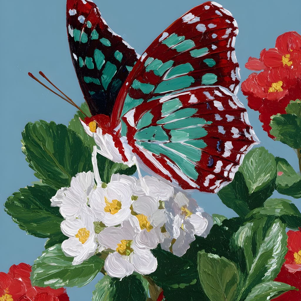 Turquoise Wing On Summer Blossoms - Image 14