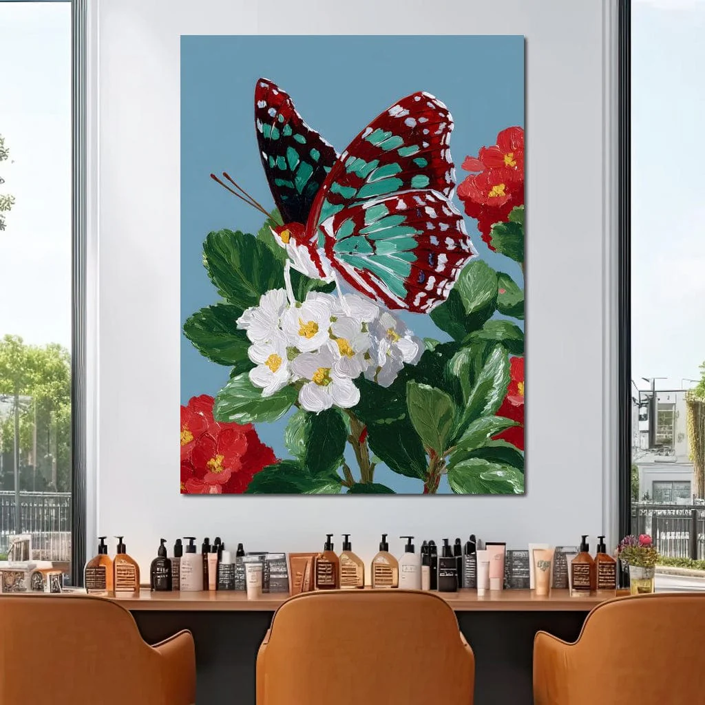 Turquoise Wing On Summer Blossoms - Image 5