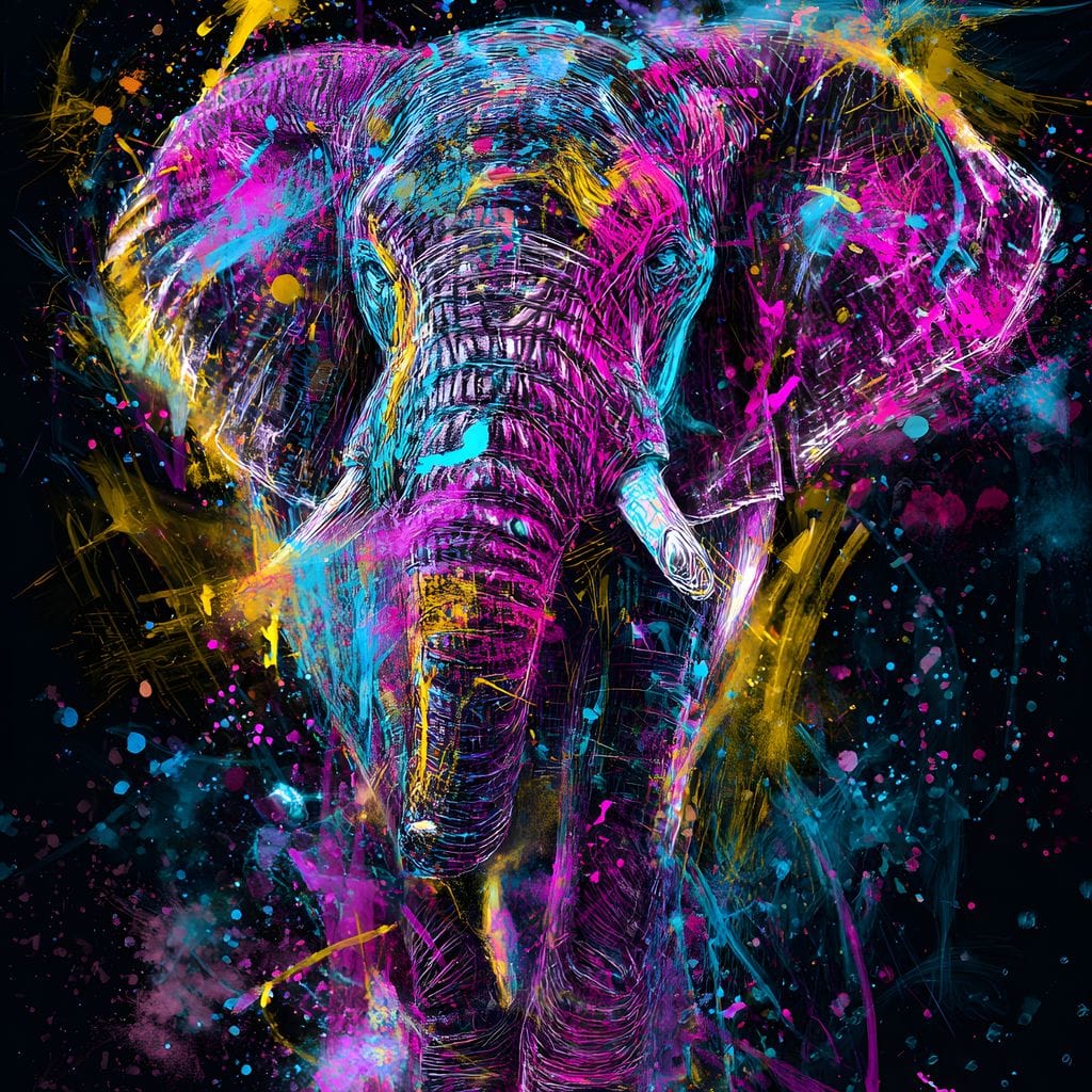 Vibrant Neon Elephant Energy - Image 14