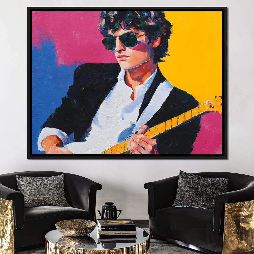 Vibrant Retro Electric Guitarist - Image 4
