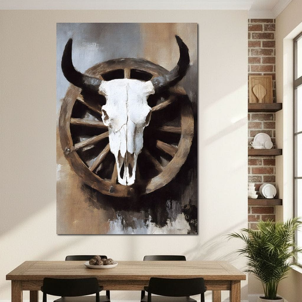 Western Bull Skull Wagon Wheel - Image 8
