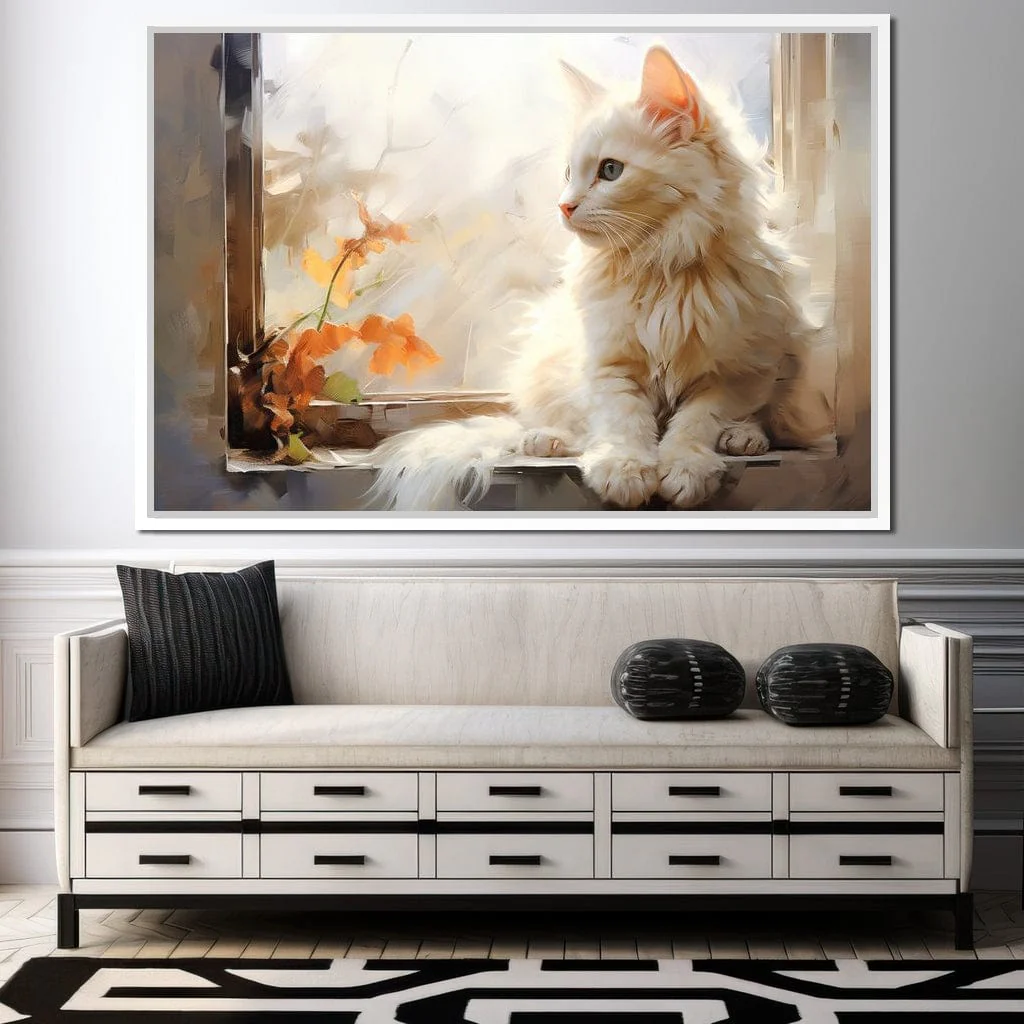 White Cat Sitting on Windowsill - Image 12