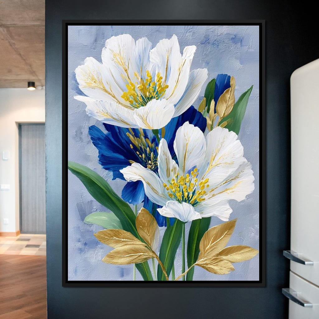 White Peony Blue Petals Gold - Image 8