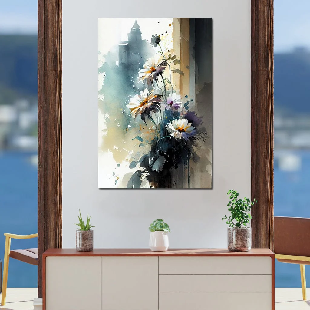 White & Teal Watercolor Flowers - Image 3