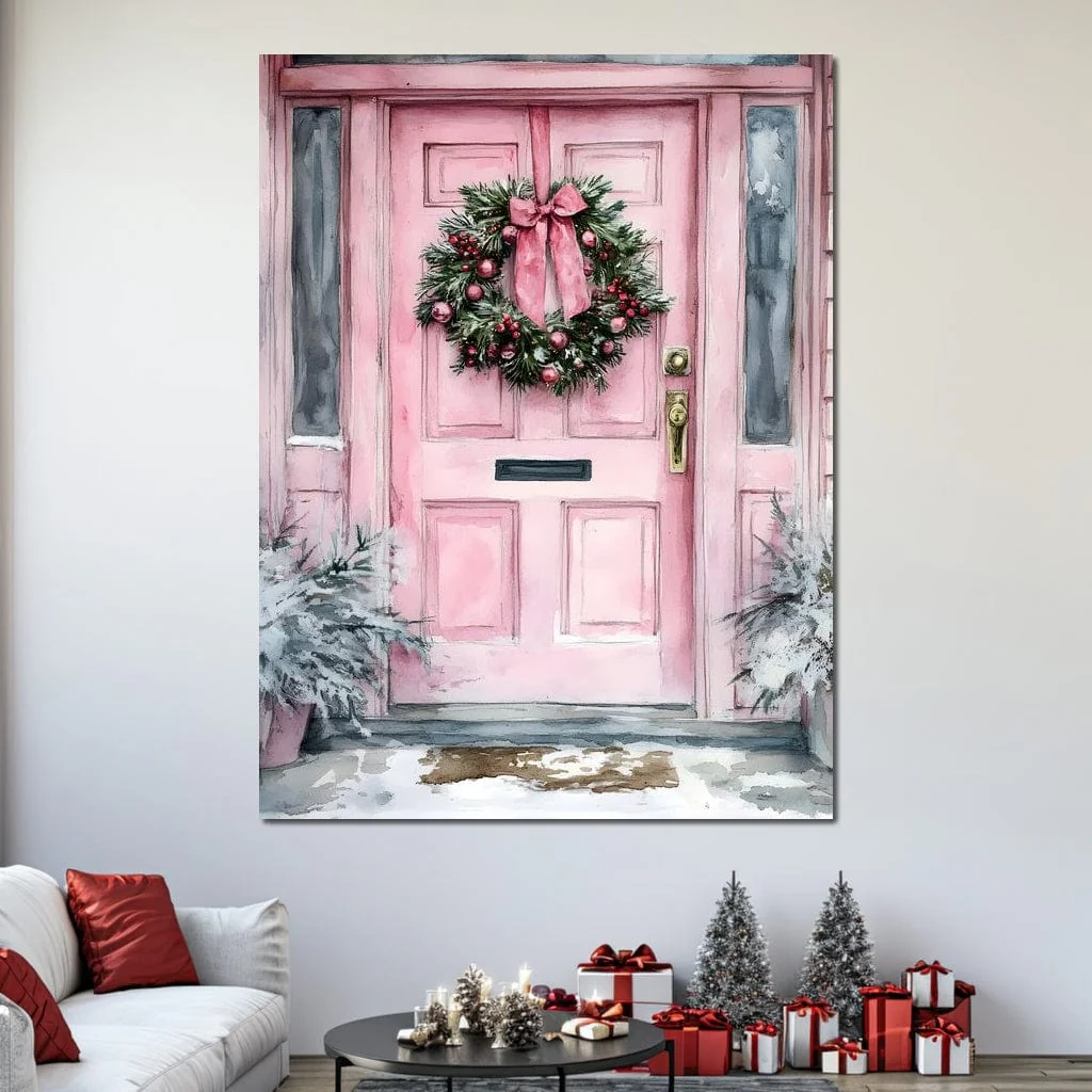 Winter Welcome Pink Door - Image 4