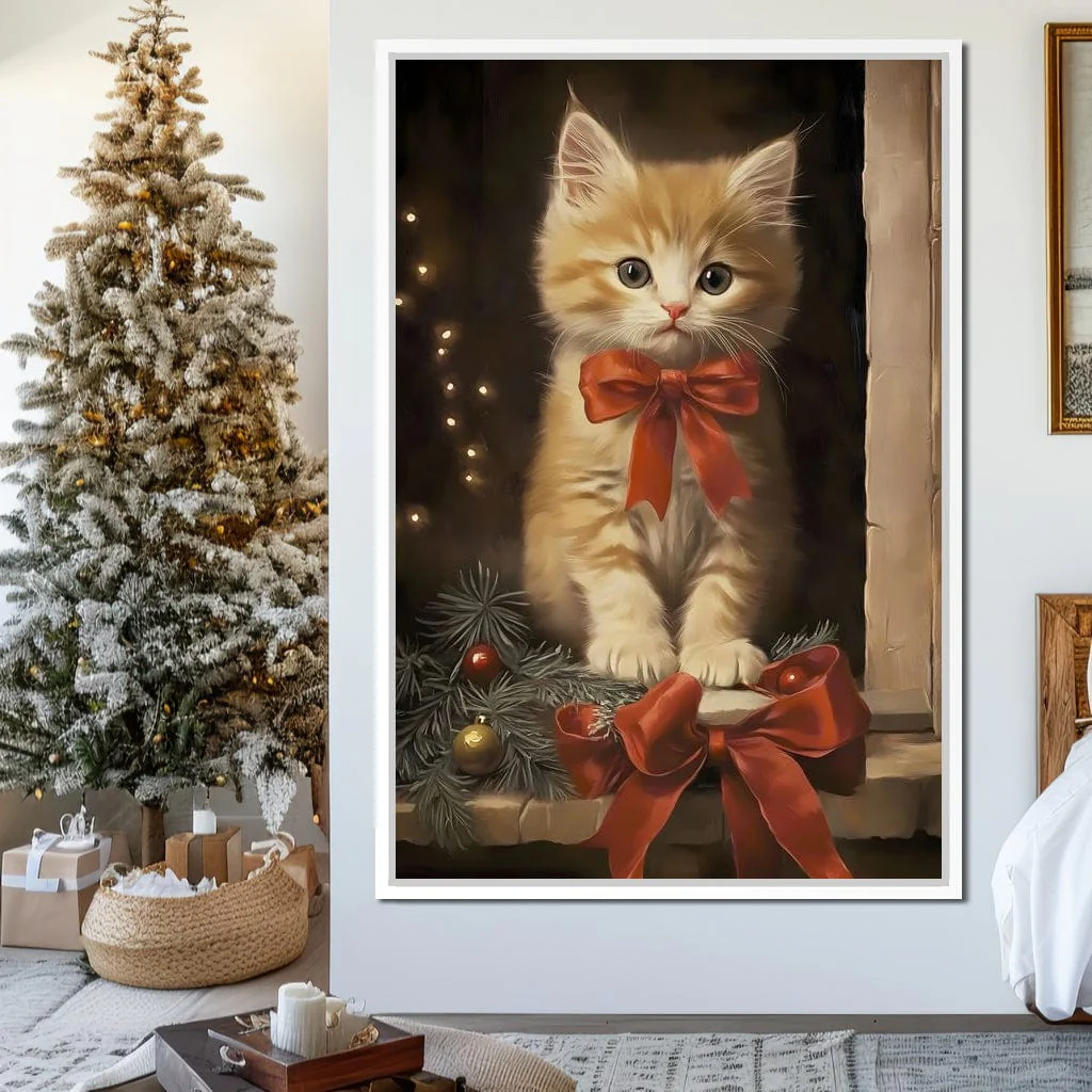 Yuletide Kitten by the Window - Image 2