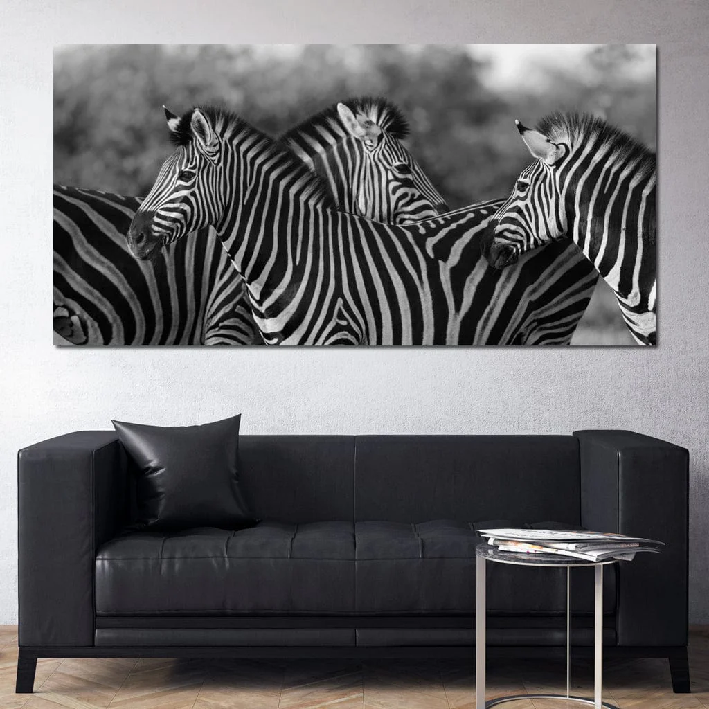 Zebra Herd in Black & White - Image 3